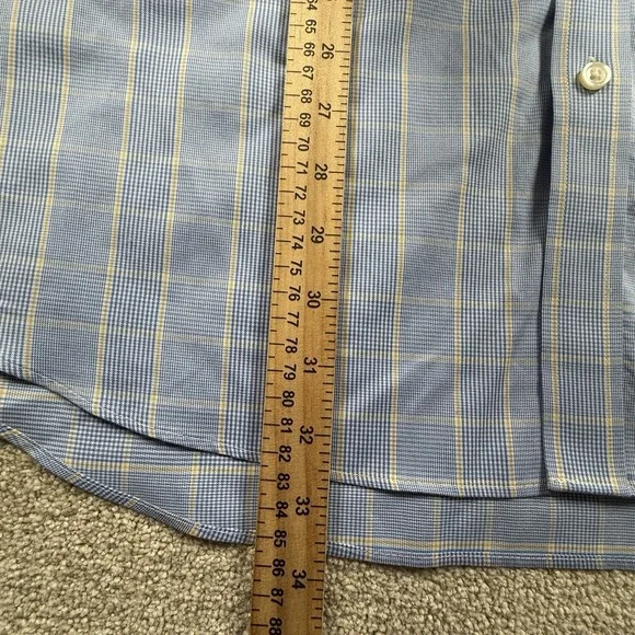 Charles Tyrwhitt Men Dress Shirt Size 17/35 Fit Blue Plaid French Cuff - Picture 6 of 6